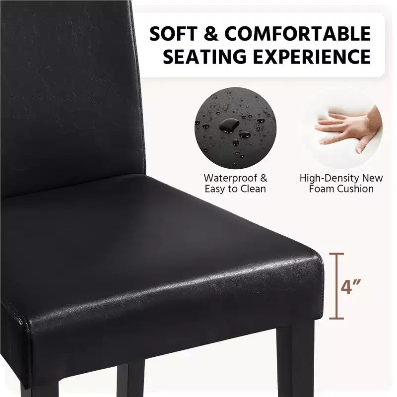 Yaheetech Set of 2 Faux Leather Armless High Back Dining Room Chairs with Rubberwood Legs