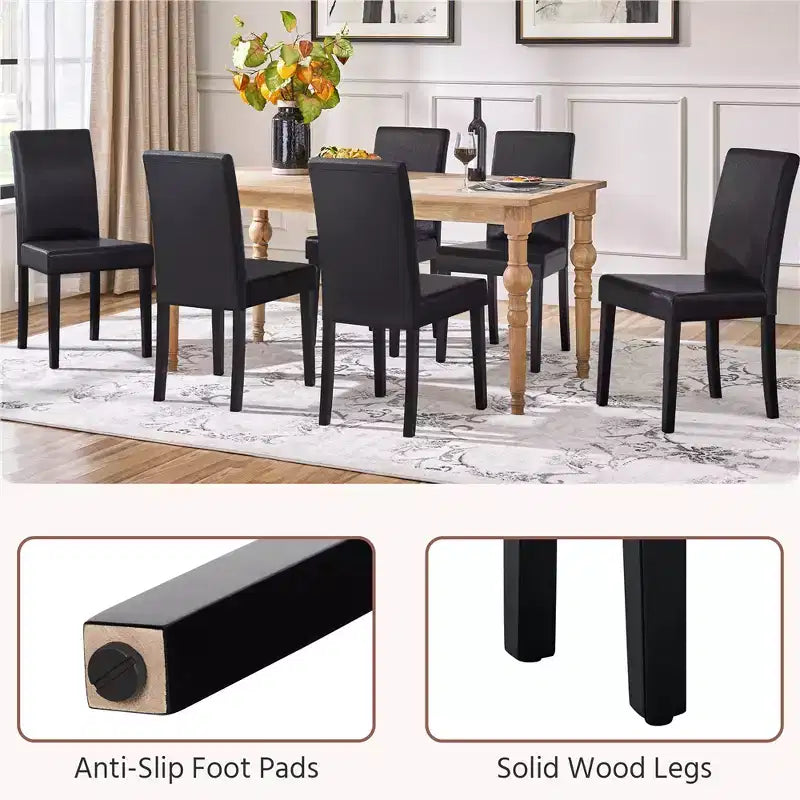 Yaheetech Set of 2 Faux Leather Armless High Back Dining Room Chairs with Rubberwood Legs