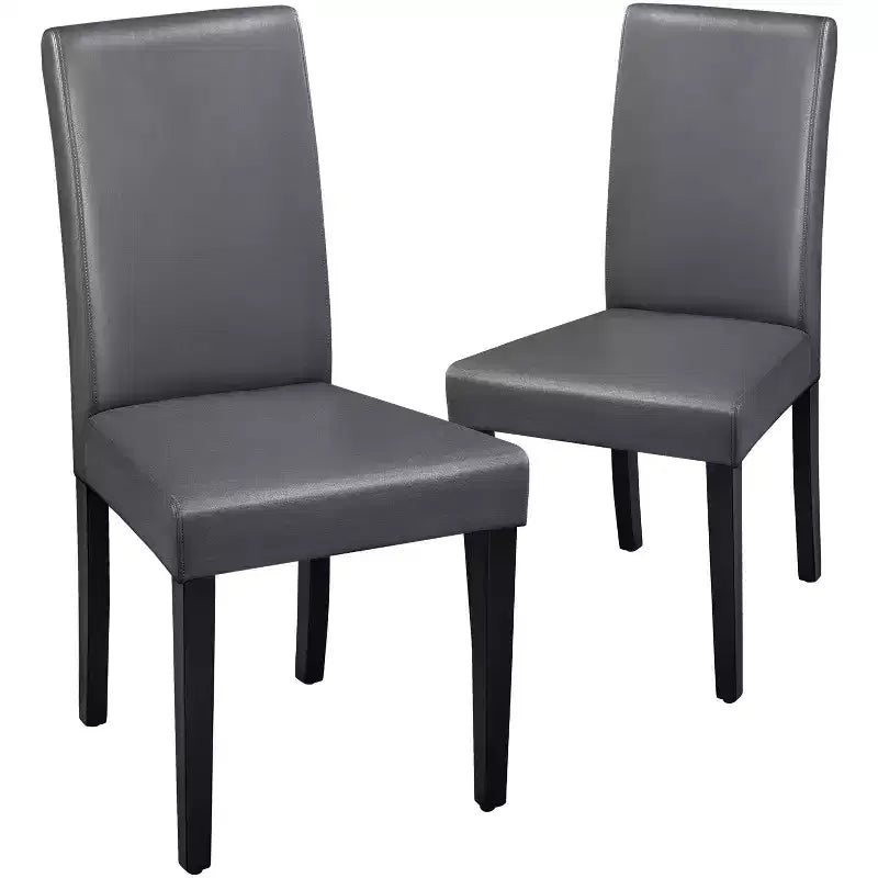 Yaheetech Set of 2 Faux Leather Armless High Back Dining Room Chairs with Rubberwood Legs