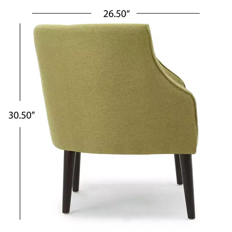 Okak Fabric Accent Chair Button-Tufted Barrel Chair with Upholstered Elegant Club Chair with Birch Wood Legs for Living Room Bedroom
