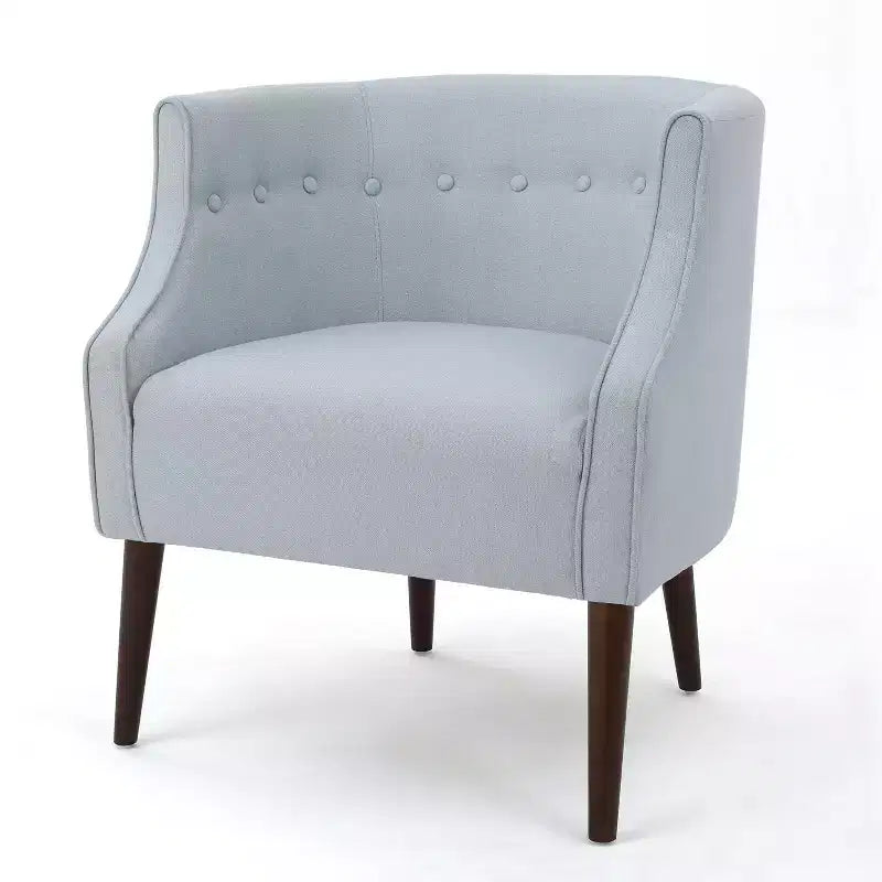 Okak Fabric Accent Chair Button-Tufted Barrel Chair with Upholstered Elegant Club Chair with Birch Wood Legs for Living Room Bedroom