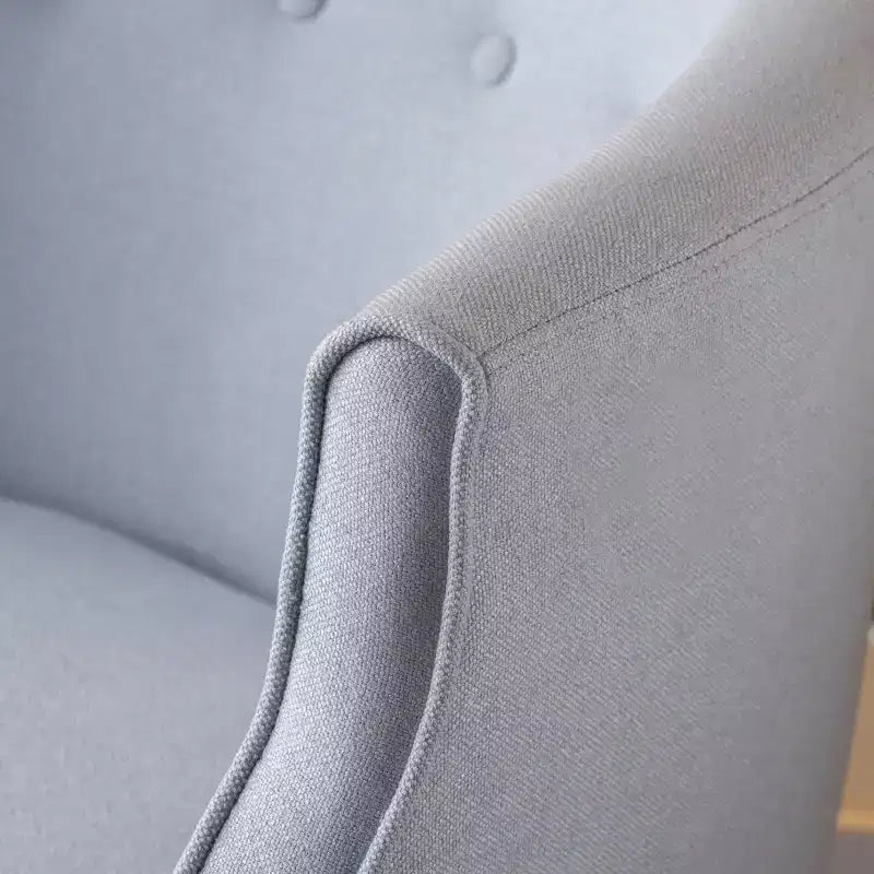 Okak Fabric Accent Chair Button-Tufted Barrel Chair with Upholstered Elegant Club Chair with Birch Wood Legs for Living Room Bedroom