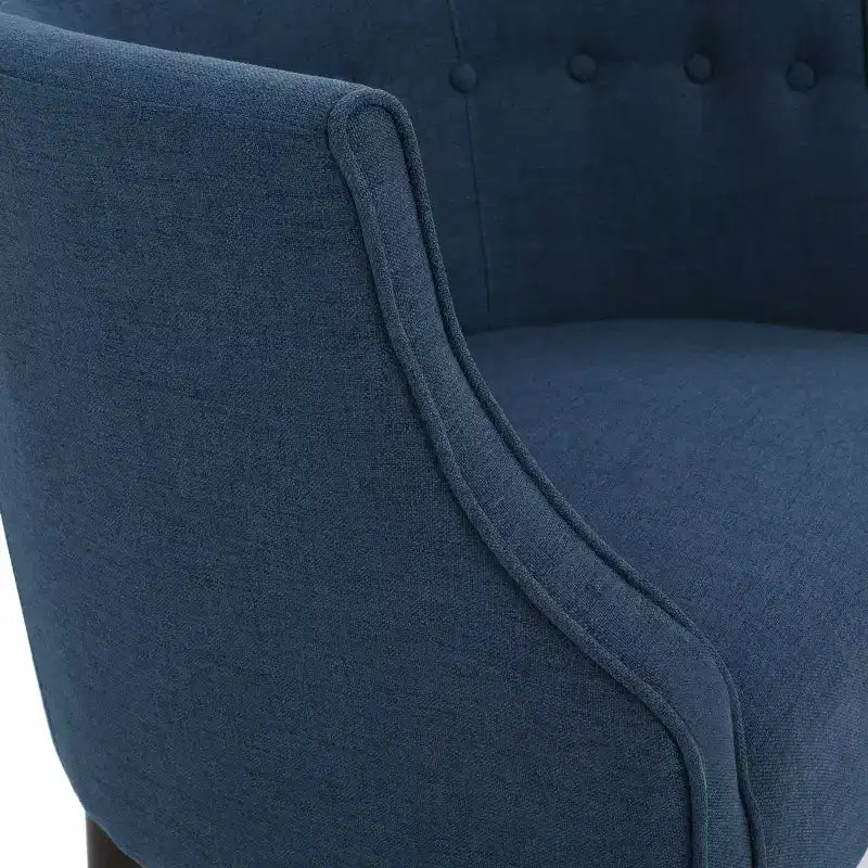 Okak Fabric Accent Chair Button-Tufted Barrel Chair with Upholstered Elegant Club Chair with Birch Wood Legs for Living Room Bedroom