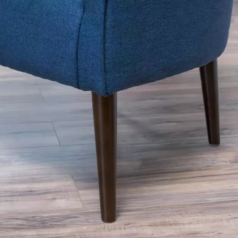 Okak Fabric Accent Chair Button-Tufted Barrel Chair with Upholstered Elegant Club Chair with Birch Wood Legs for Living Room Bedroom