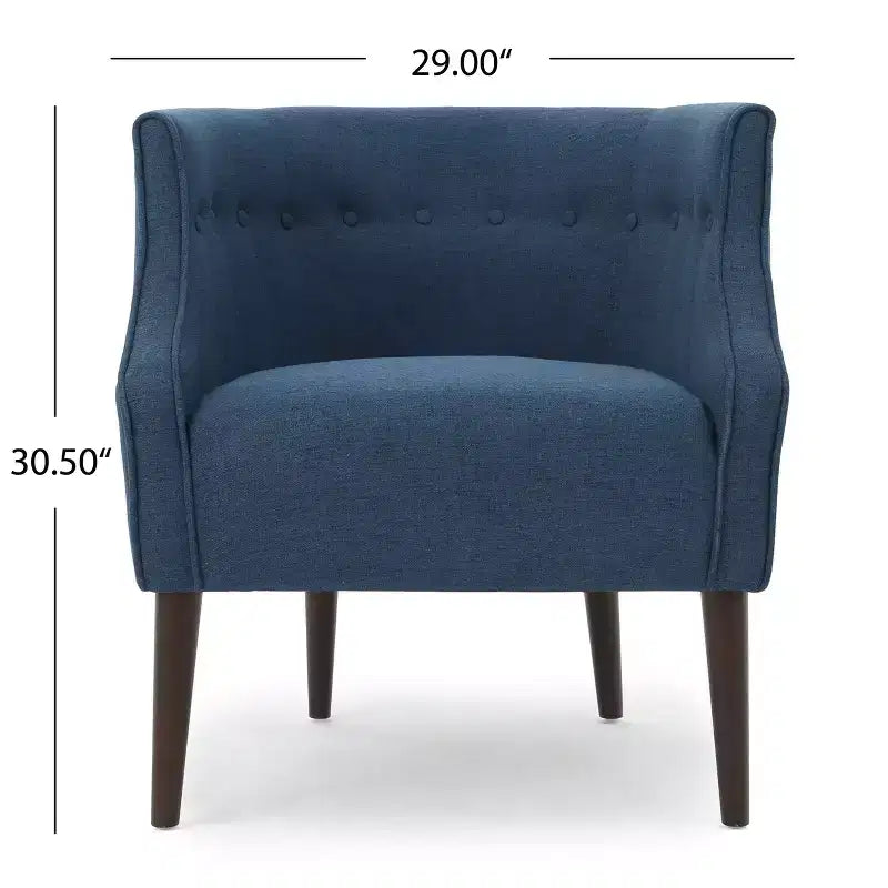 Okak Fabric Accent Chair Button-Tufted Barrel Chair with Upholstered Elegant Club Chair with Birch Wood Legs for Living Room Bedroom