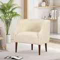 Okak Fabric Accent Chair Button-Tufted Barrel Chair with Upholstered Elegant Club Chair with Birch Wood Legs for Living Room Bedroom