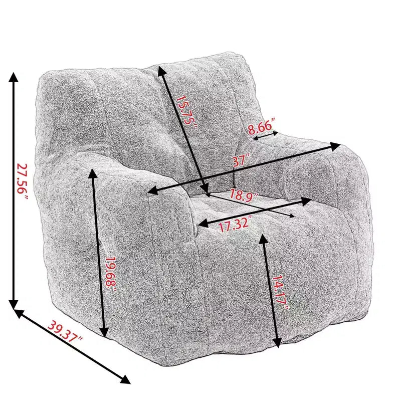 Vatros Teddy Fabric Tufted Foam Bean Bag Chair With Teddy Fabric