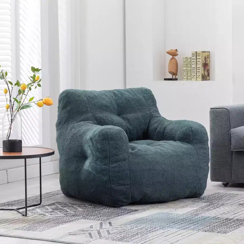 Vatros Teddy Fabric Tufted Foam Bean Bag Chair With Teddy Fabric