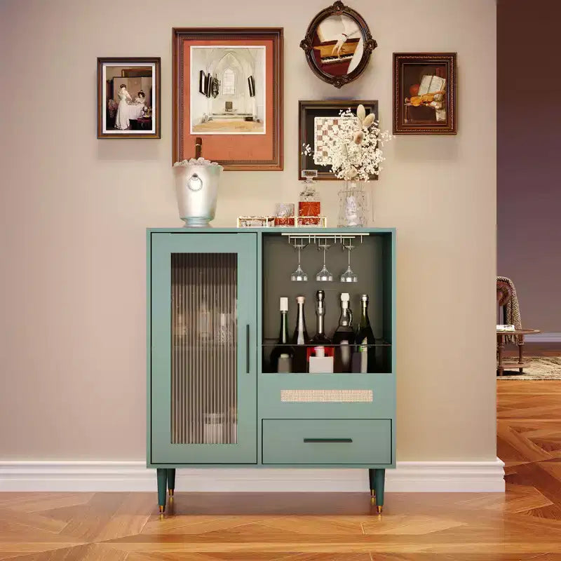 COZONY Storage Sideboard with Glass Racks, Buffet Cabinet w/ Drawer & Adjustable Shelves for Dining Room