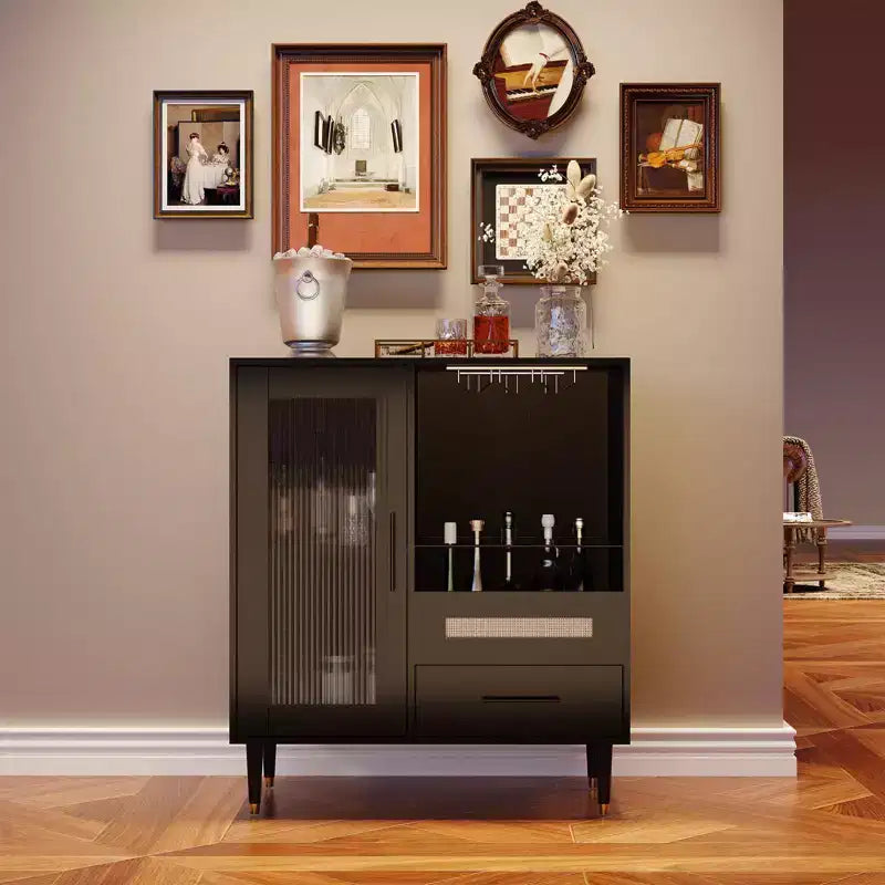 COZONY Storage Sideboard with Glass Racks, Buffet Cabinet w/ Drawer & Adjustable Shelves for Dining Room