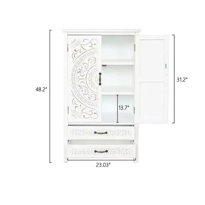 Tall Storage Cabinet with Drawers, Accent Pantry Cabinet with Carved Doors, Sideboard for Bedroom, Living Room, Entryway - Panipeachy