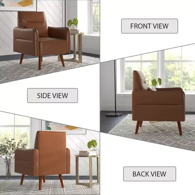 Bestier Modern Accent Chair with Upholstered Back & Curved Armrests for Multi-Room Use