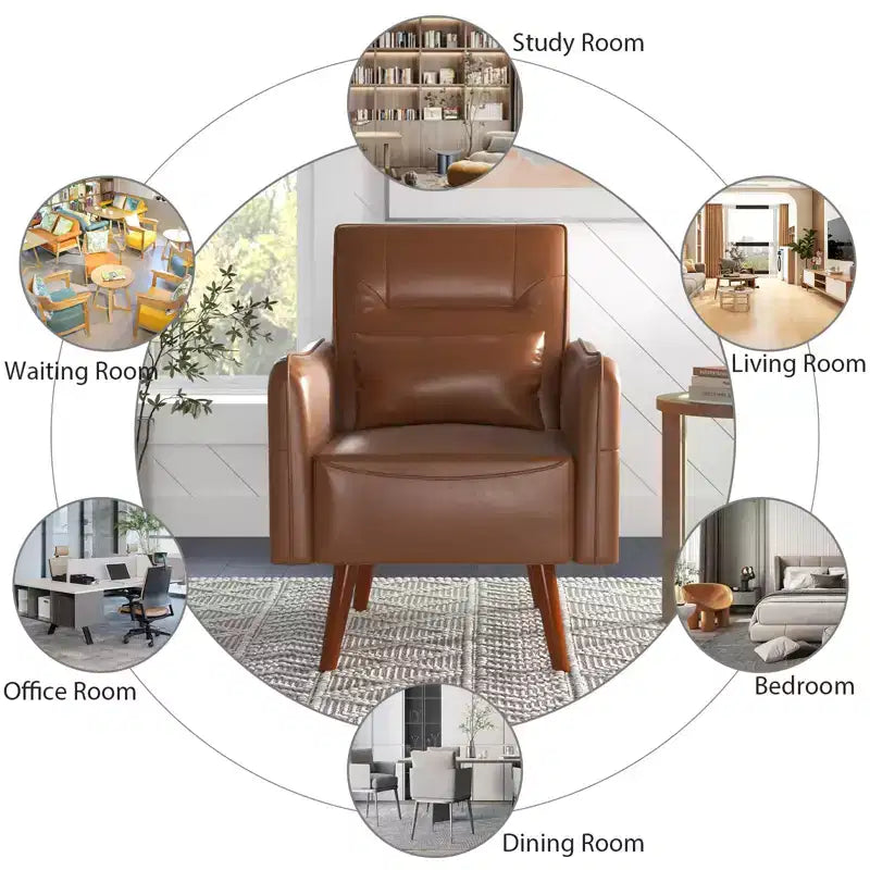 Bestier Modern Accent Chair with Upholstered Back & Curved Armrests for Multi-Room Use