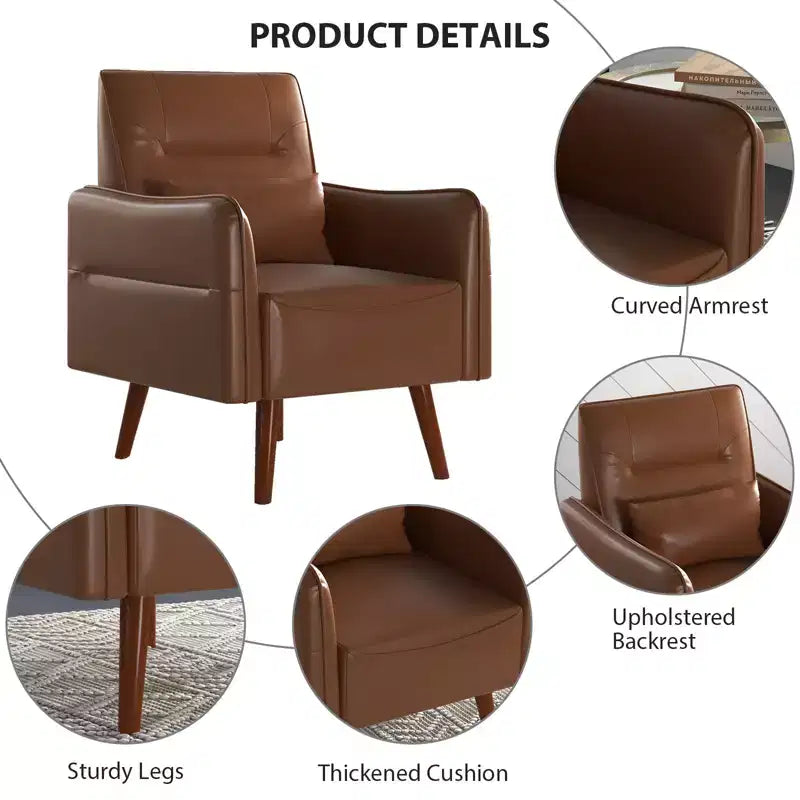 Bestier Modern Accent Chair with Upholstered Back & Curved Armrests for Multi-Room Use