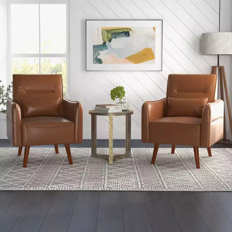 Bestier Modern Accent Chair with Upholstered Back & Curved Armrests for Multi-Room Use