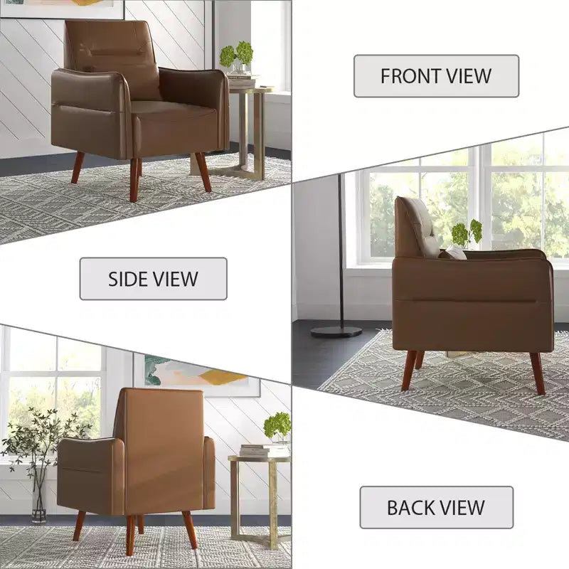 Bestier Modern Accent Chair with Upholstered Back & Curved Armrests for Multi-Room Use