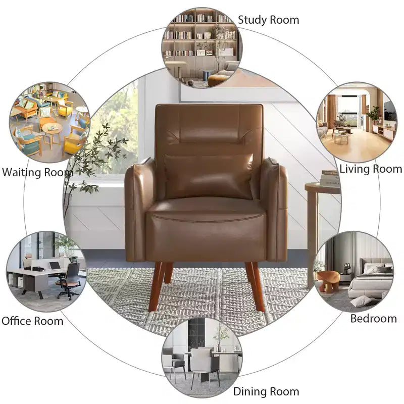 Bestier Modern Accent Chair with Upholstered Back & Curved Armrests for Multi-Room Use