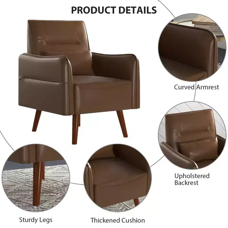 Bestier Modern Accent Chair with Upholstered Back & Curved Armrests for Multi-Room Use