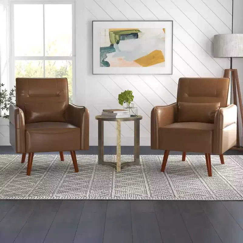 Bestier Modern Accent Chair with Upholstered Back & Curved Armrests for Multi-Room Use