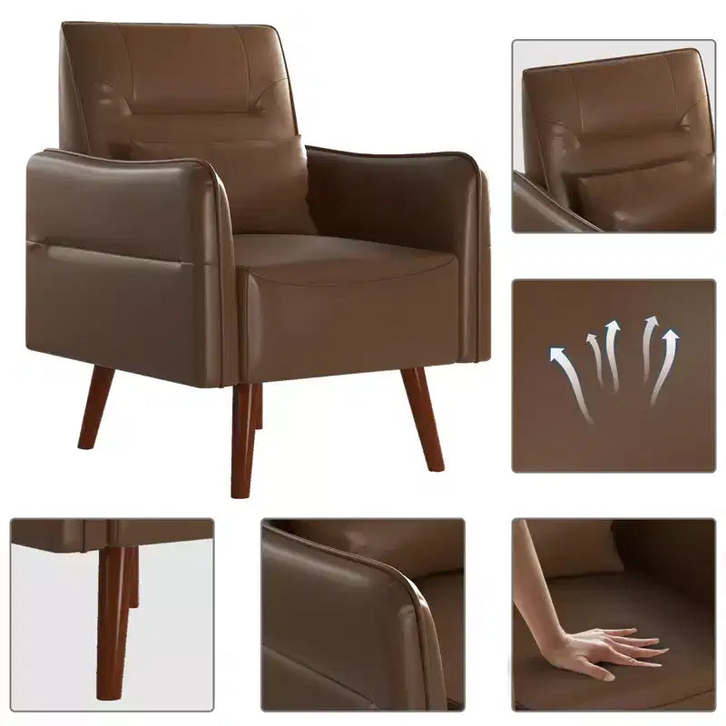 Bestier Modern Accent Chair with Upholstered Back & Curved Armrests for Multi-Room Use