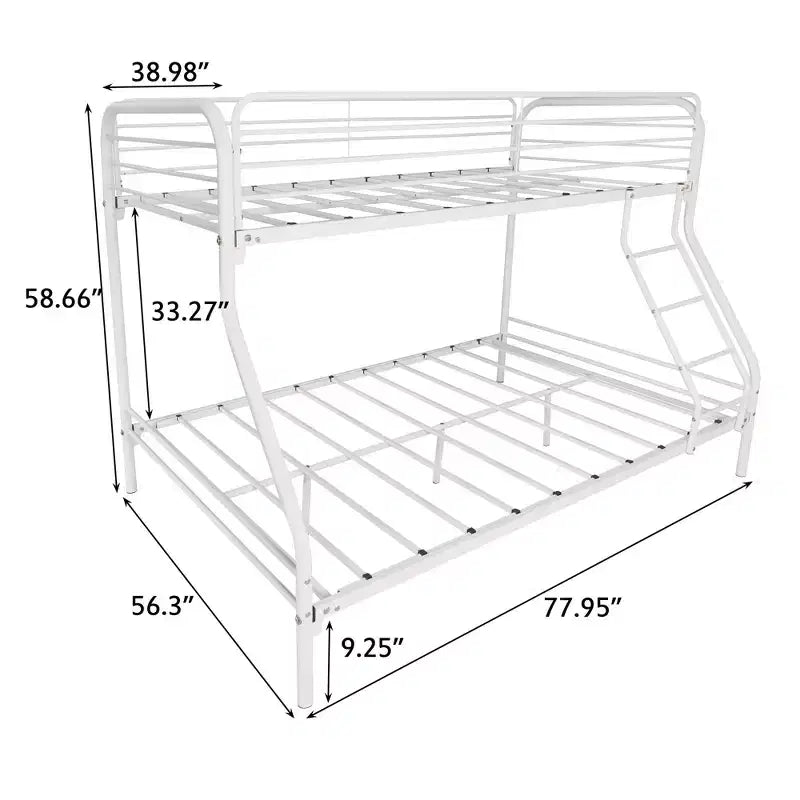 MAYEERTY Twin-Over-Full Heavy Duty Metal Bunk Bed with Enhanced Guardrail & Inclined Ladder for Kids Bedroom