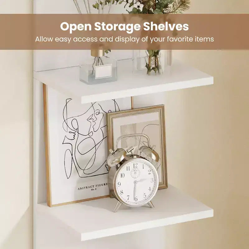 Costway 1/2 PCS 5-Tier Wall Shelves Vertical Floating Storage Shelf Unit Wall-Mounted Organizer Rustic Brown/White
