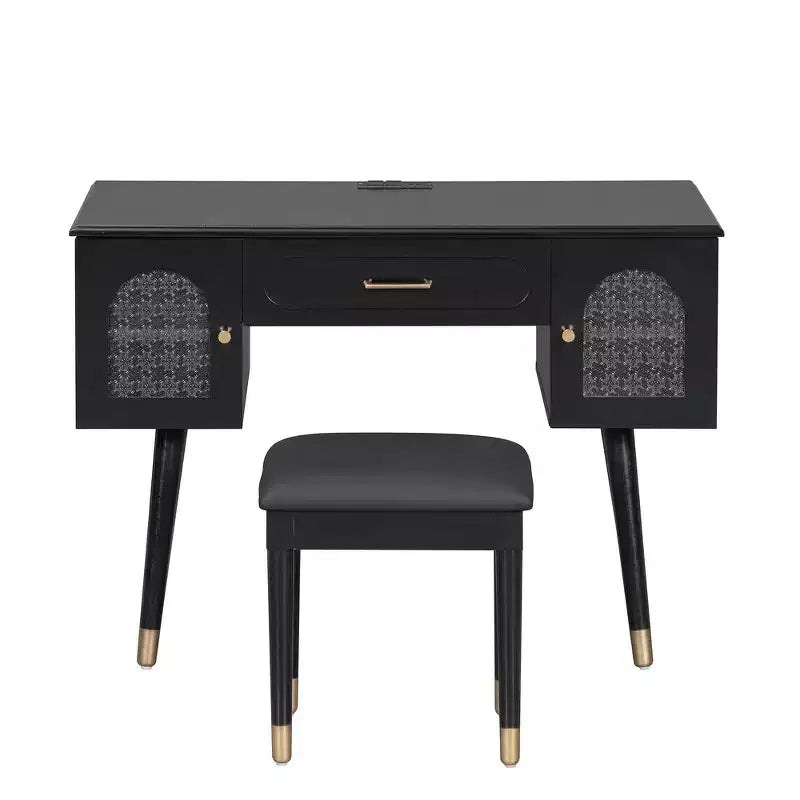 Whisen Elegant Vanity Makeup Table & Chair Set, Modern Dressing Table with Organizer, Writing Desk