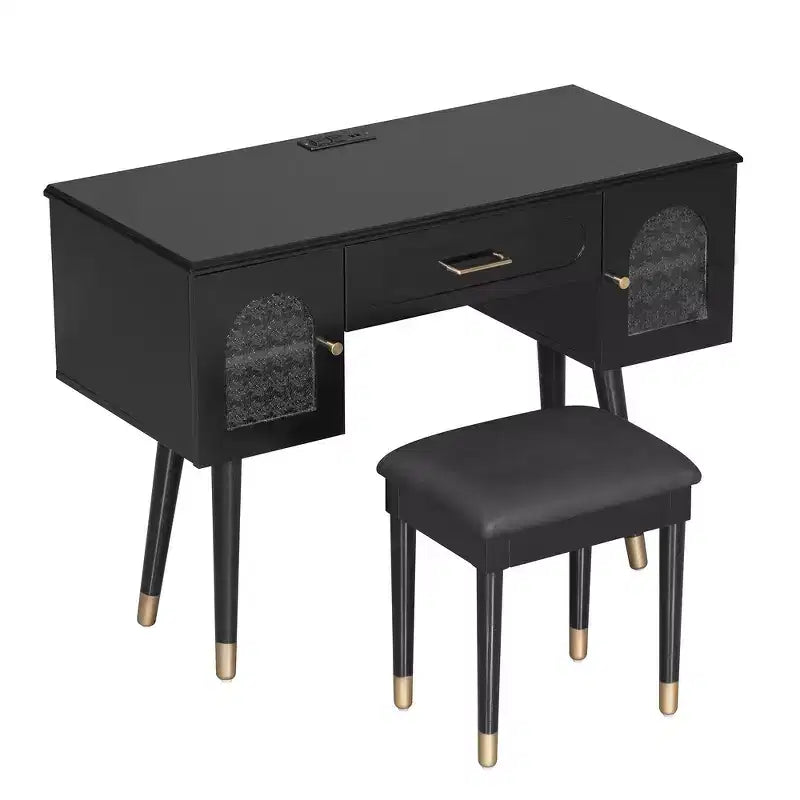 Whisen Elegant Vanity Makeup Table & Chair Set, Modern Dressing Table with Organizer, Writing Desk