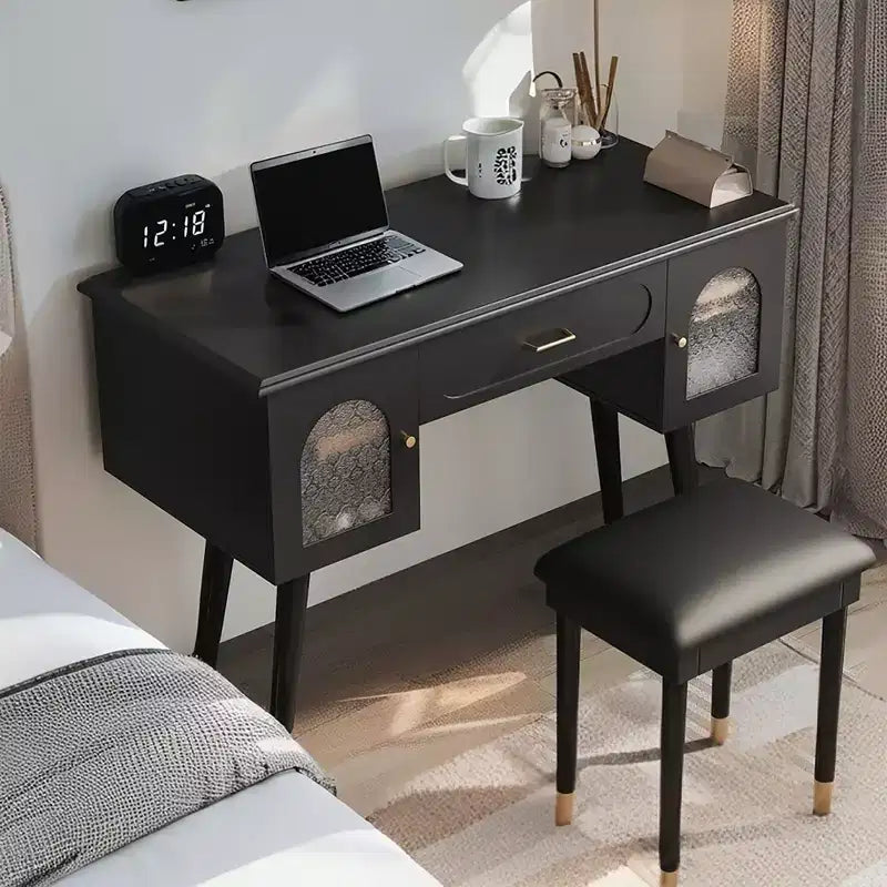 Whisen Elegant Vanity Makeup Table & Chair Set, Modern Dressing Table with Organizer, Writing Desk