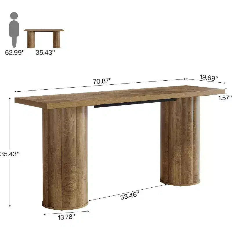 Lantine Bar Table, 70.86 Industrial Counter Height Pub Table, Rectangle Wood Home Bar Unit for Kitchen Dining Room, Living Room, Home Bar