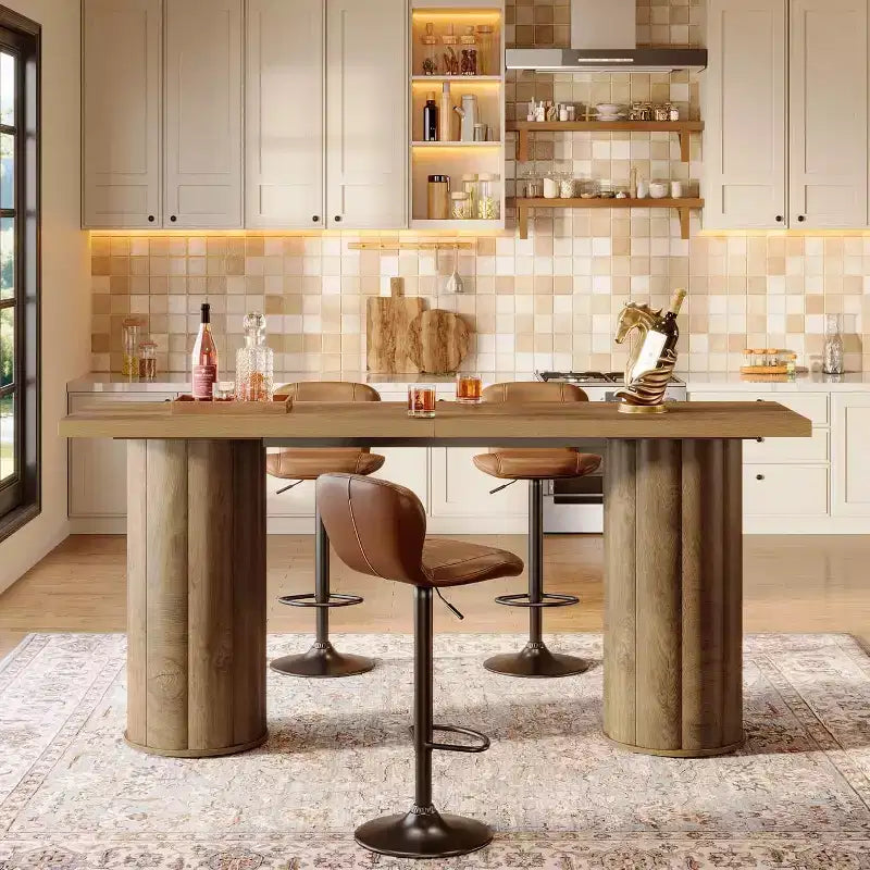 Lantine Bar Table, 70.86 Industrial Counter Height Pub Table, Rectangle Wood Home Bar Unit for Kitchen Dining Room, Living Room, Home Bar