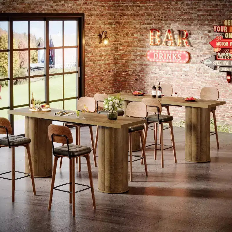 Lantine Bar Table, 70.86 Industrial Counter Height Pub Table, Rectangle Wood Home Bar Unit for Kitchen Dining Room, Living Room, Home Bar