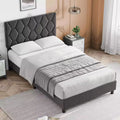 GustoWave Twin/Queen/King Size Upholstered Platform Bed Frame with Adjustable Headboard, Wood Slat Support