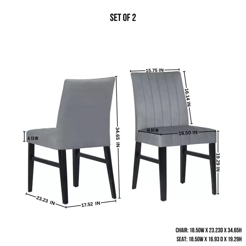 TUYOHW Channel Tufted Dining Chairs Set of 2 with Rubber Wood Legs,Polyester Kitchen Chairs with Plush Seat & Back for Living Room,Dining Room
