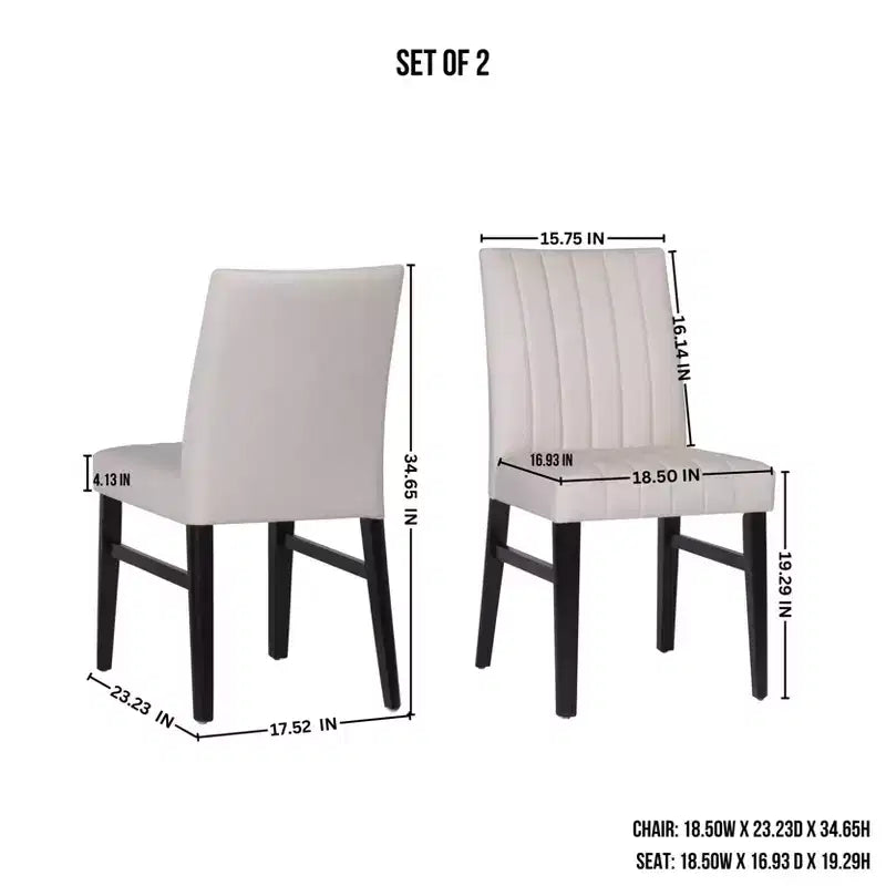 TUYOHW Channel Tufted Dining Chairs Set of 2 with Rubber Wood Legs,Polyester Kitchen Chairs with Plush Seat & Back for Living Room,Dining Room