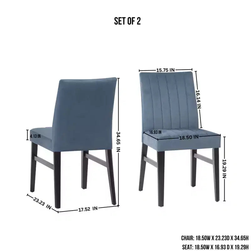 TUYOHW Channel Tufted Dining Chairs Set of 2 with Rubber Wood Legs,Polyester Kitchen Chairs with Plush Seat & Back for Living Room,Dining Room