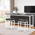 Set of 2 Counter Height Bar Stools 25 Inch Saddle Seat Kitchen Stools with White Metal Frame