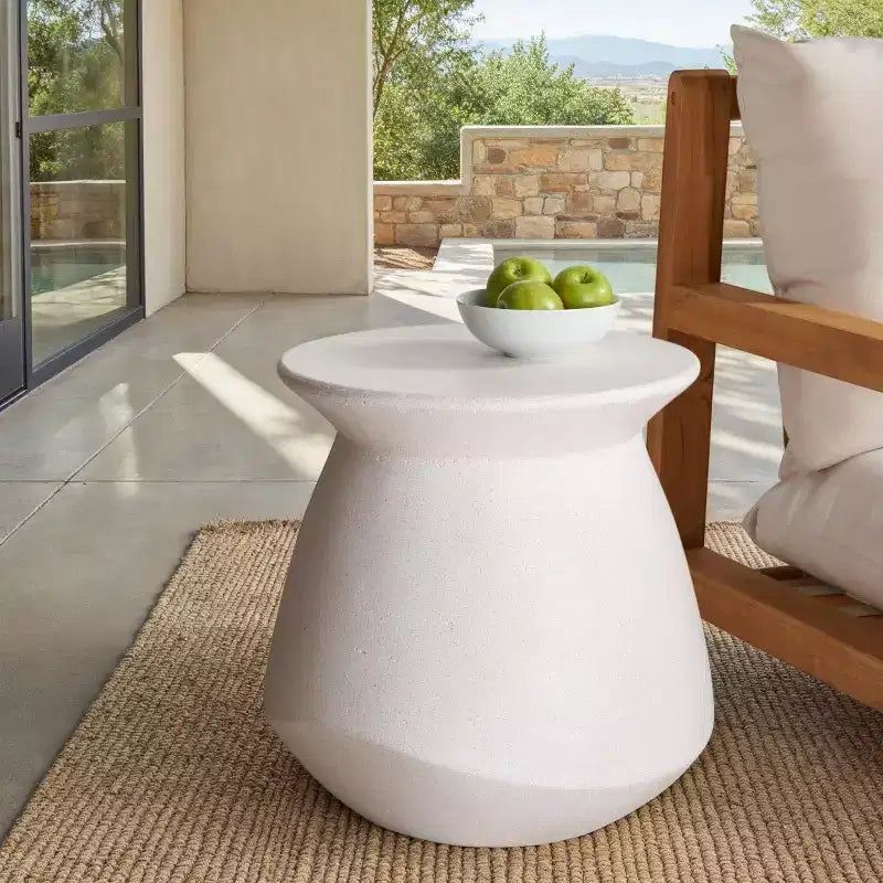 Flanagan Round Accent Table - Indoor/Outdoor - SFV2606 - Ivory - Safavieh Couture