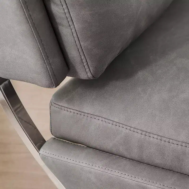 Art Leon Mid Century Modern Accent Chair, Faux Leather Upholstered Armless Chair, Single Sofa Chair with Metal Legs
