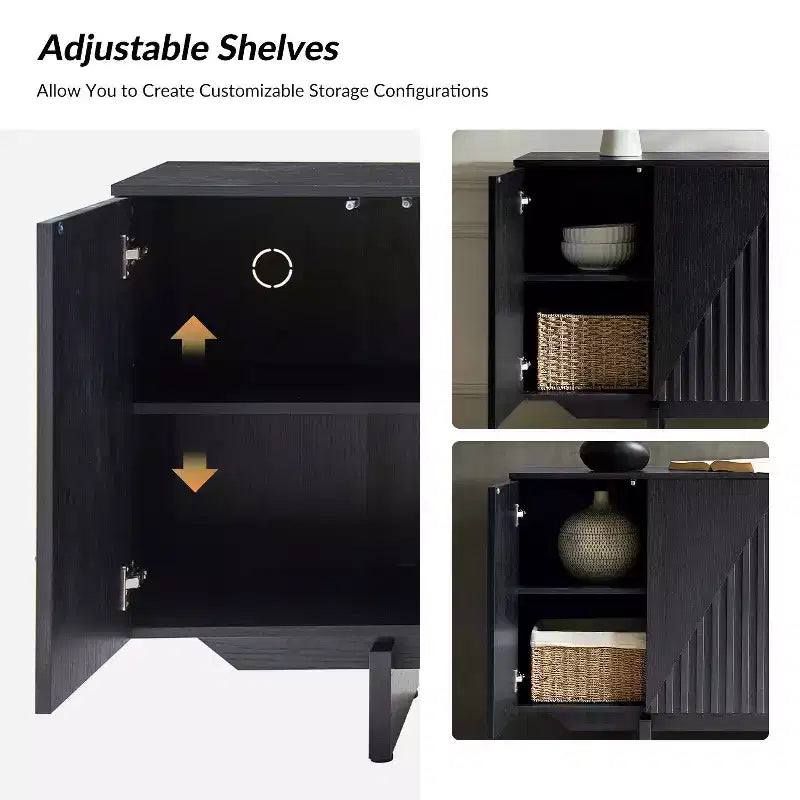 Hern 58 Wide 4 door Sideboard|HULALA HOME-BLACK