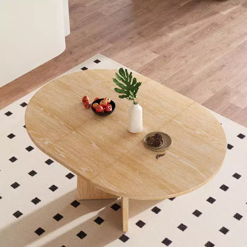 GDFStudio Lucien Extendable Dining Table with Removable Leaf and Criss Cross Rubberwood Legs