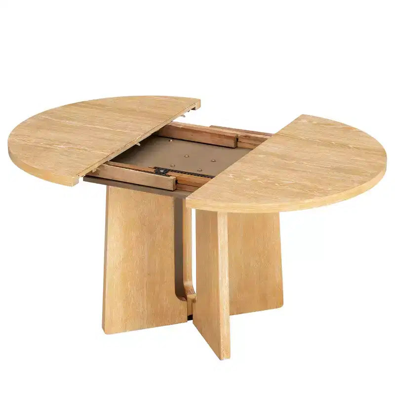 GDFStudio Lucien Extendable Dining Table with Removable Leaf and Criss Cross Rubberwood Legs