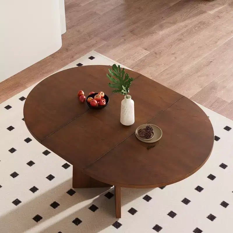 GDFStudio Lucien Extendable Dining Table with Removable Leaf and Criss Cross Rubberwood Legs