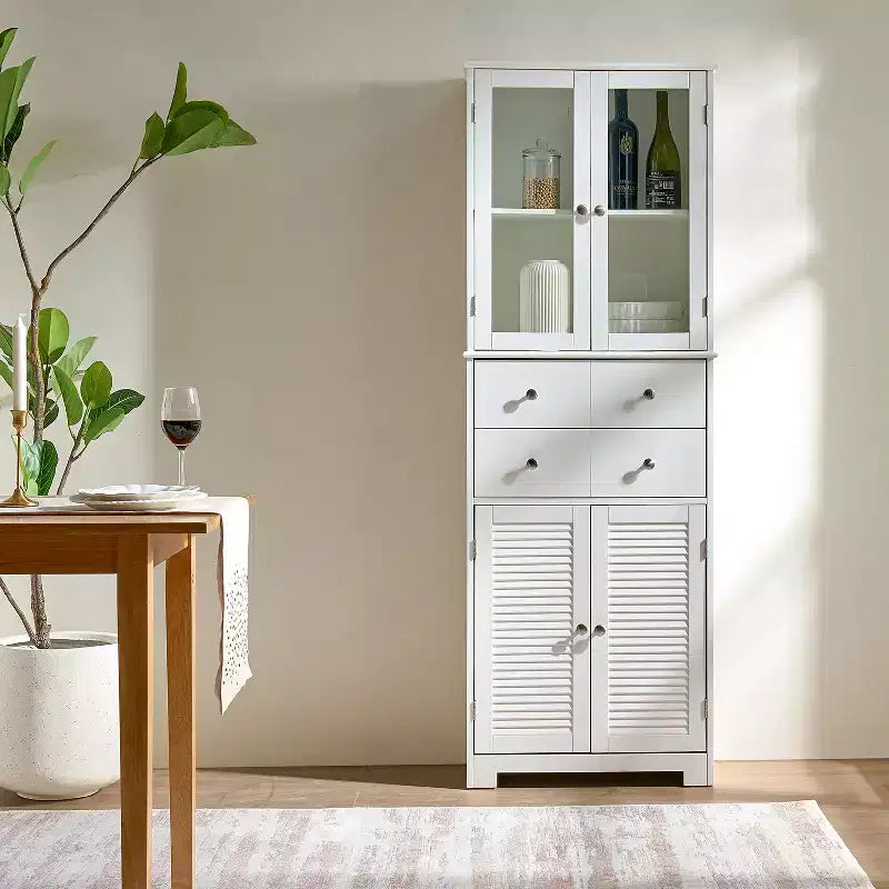 67 inch Tall Kitchen Pantry Cabinet with Doors, Drawers, and Adjustable Shelves