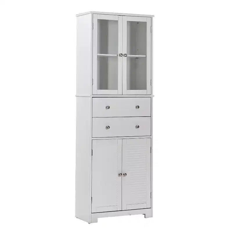67 inch Tall Kitchen Pantry Cabinet with Doors, Drawers, and Adjustable Shelves