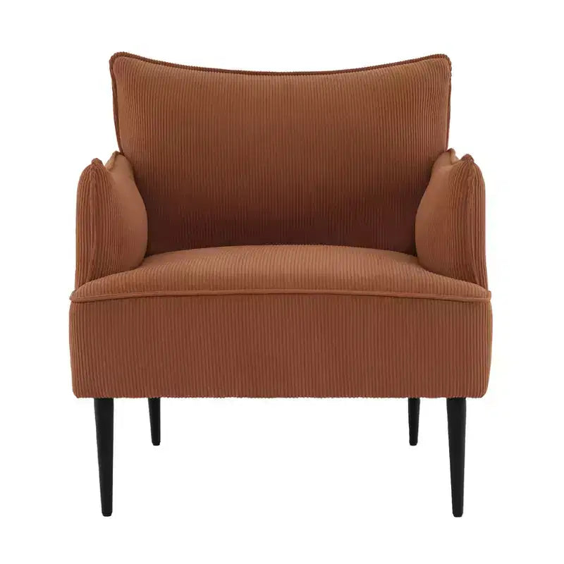 Single Armchair, Upholstered Linen Fabric Sofa Chair with Wide Ergonomic Armrests, Removable Cushions, Wood Frame & Metal Legs, Easy Assembly