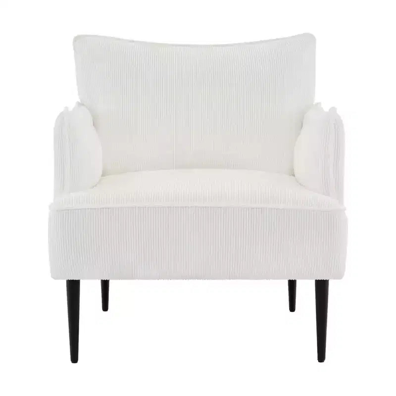 Single Armchair, Upholstered Linen Fabric Sofa Chair with Wide Ergonomic Armrests, Removable Cushions, Wood Frame & Metal Legs, Easy Assembly