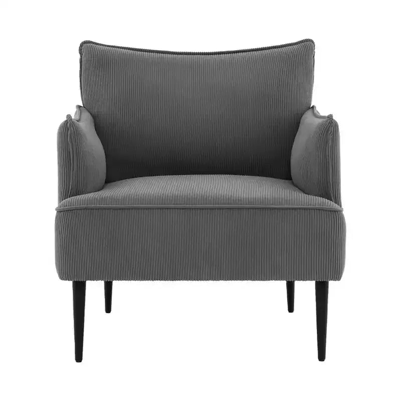 Single Armchair, Upholstered Linen Fabric Sofa Chair with Wide Ergonomic Armrests, Removable Cushions, Wood Frame & Metal Legs, Easy Assembly