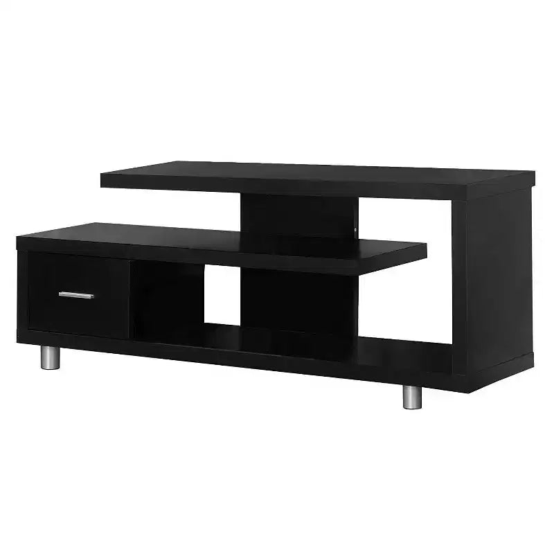 Monarch Specialties 60 Inch Modern Art Deco TV Stand with 1 Drawer