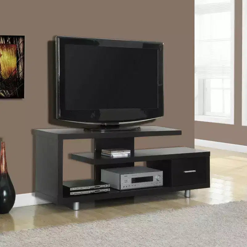 Monarch Specialties 60 Inch Modern Art Deco TV Stand with 1 Drawer